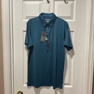 Pins & Aces Teal Patterned Polo Shirt